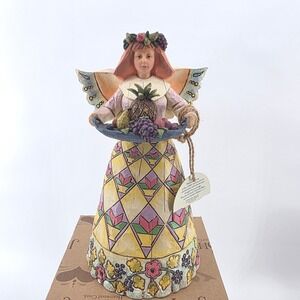 VTG Jim Shore Angel of Generosity Figurine 108922 2002 Fruit Pineapple Grapes